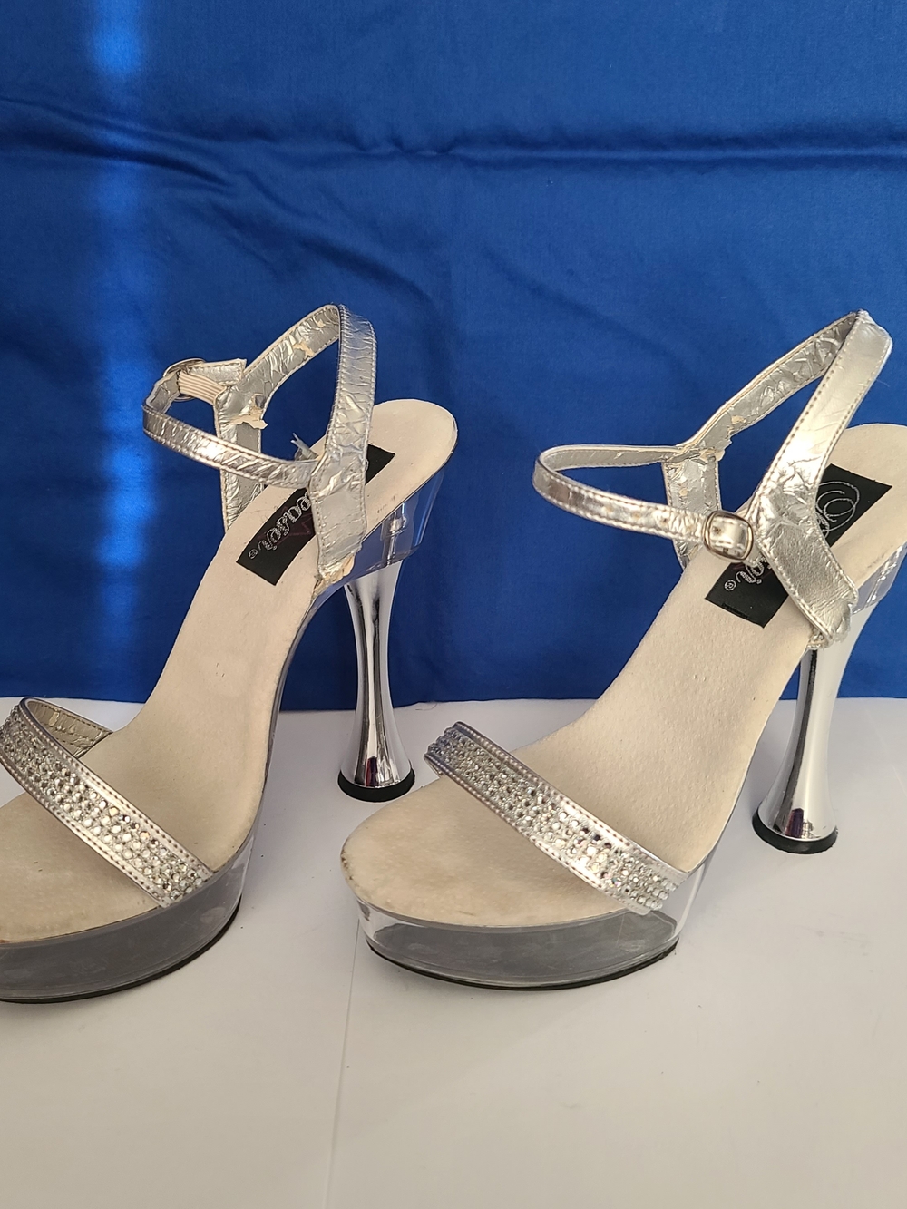 Pleaser Silver Metallic Rhinestone Platform Heels